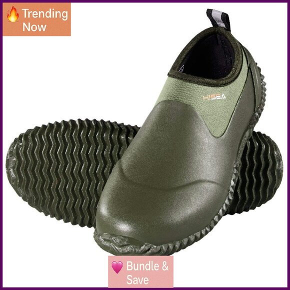 Unisex Waterproof Neoprene Rubber Rain Boots Slip-On Outdoor Gardening Shoes